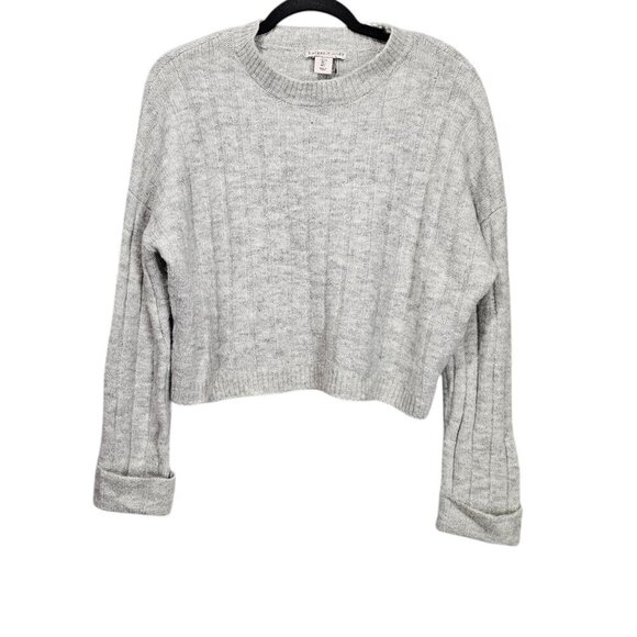 Sincerely Jules Ribbed Knit New Gray Crew Neck Dropped shoulder Sweater - Picture 1 of 5